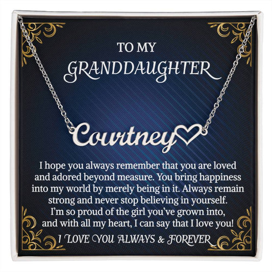 Granddaughter Necklace Gift From Grandma Grandmother Grandpa Grandfather To My Granddaughter Graduation Birthday Heart Name Necklace