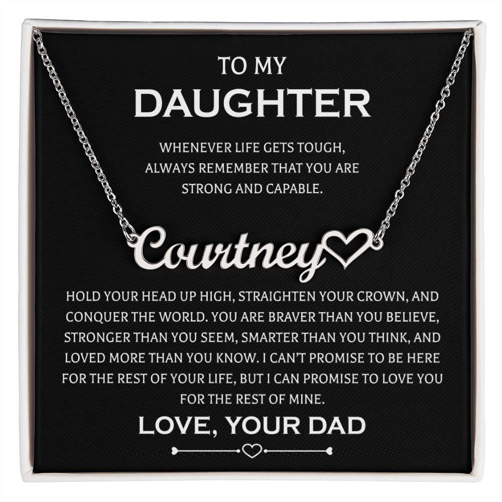 Gifts to My Daughter Necklace From Dad Heart Name Necklace Father Daughter Necklaces On Birthday, Anniversary Includes Gift Box