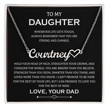 Gifts to My Daughter Necklace From Dad Heart Name Necklace Father Daughter Necklaces On Birthday, Anniversary Includes Gift Box
