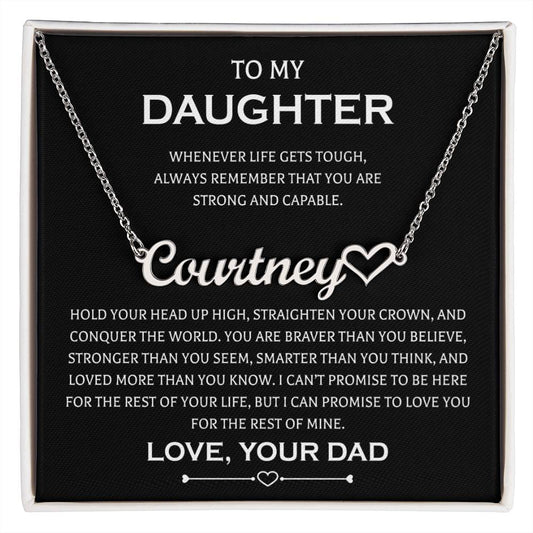 Gifts to My Daughter Necklace From Dad Heart Name Necklace Father Daughter Necklaces On Birthday, Anniversary Includes Gift Box