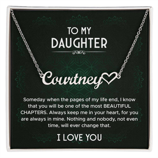 To My Daughter Heart Name Necklaces, Gift From Mom Dad, Gift for Daughter from Mum, Birthday Gift Daughter, Christmas Name Necklace