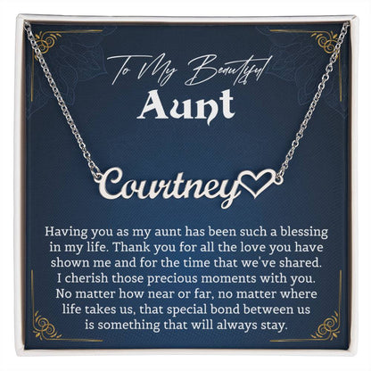 To My Beautiful Aunt Heart Name Necklace Gift, Exquisite Jewelry Pack with Gift Box, Perfect for Mother's Day, Thanksgiving, Christmas