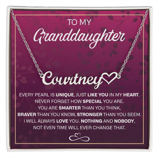 heart name necklace card