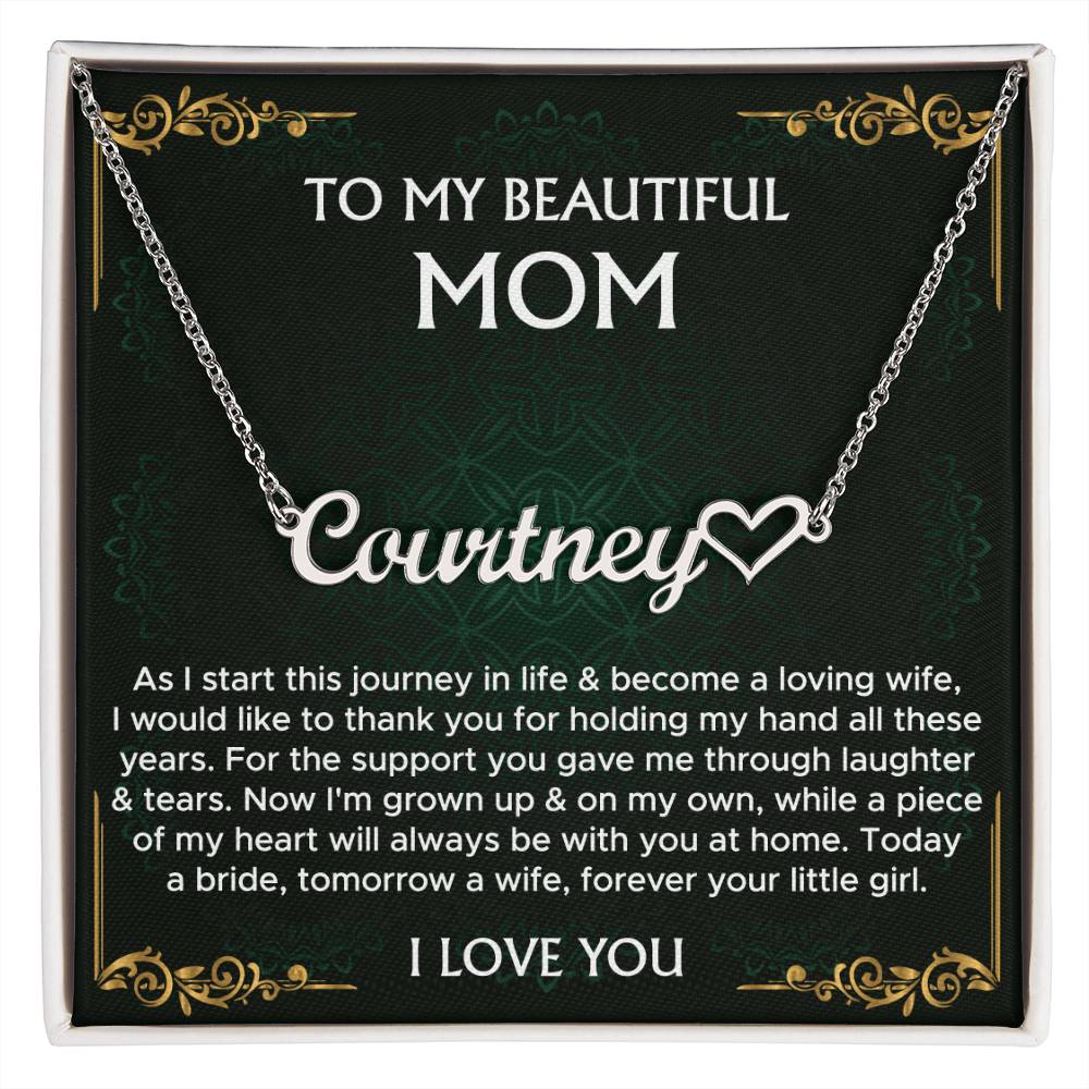 Mother of the Bride Gift From Daughter | Mother of the Bride Necklace From Bride | Mom of Bride | Heart Name Necklace