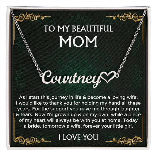 Mother of the Bride Gift From Daughter | Mother of the Bride Necklace From Bride | Mom of Bride | Heart Name Necklace