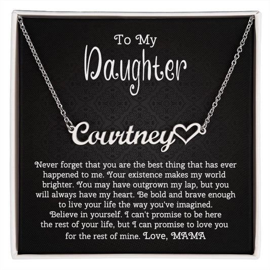 To My Daughter Heart Name Necklace from Mom | Christmas Message Card Name Necklace