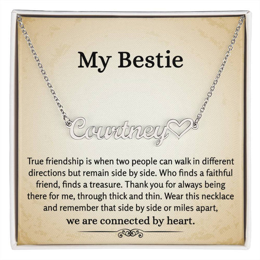 To My Bestie Necklace, Heart Name Necklace With Message Card And Gift Box, Gift For My Bestie, Bestie Necklace, Gift for Best Friend