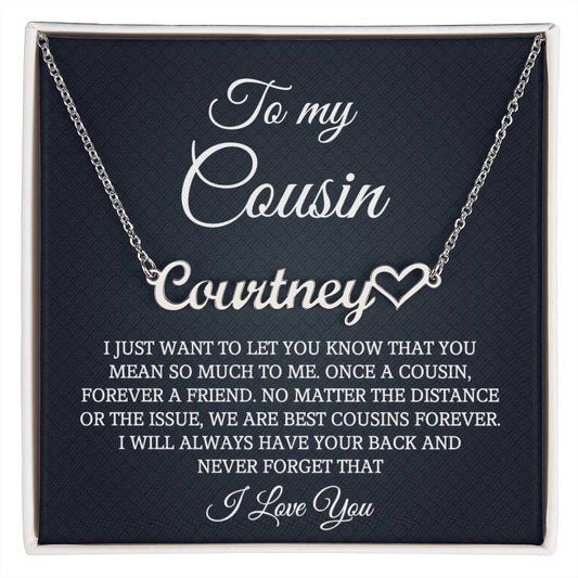 To My Cousin Heart Name Necklace, Birthday Christmas Necklace Gift For Cousin, Cousin Gift for Her