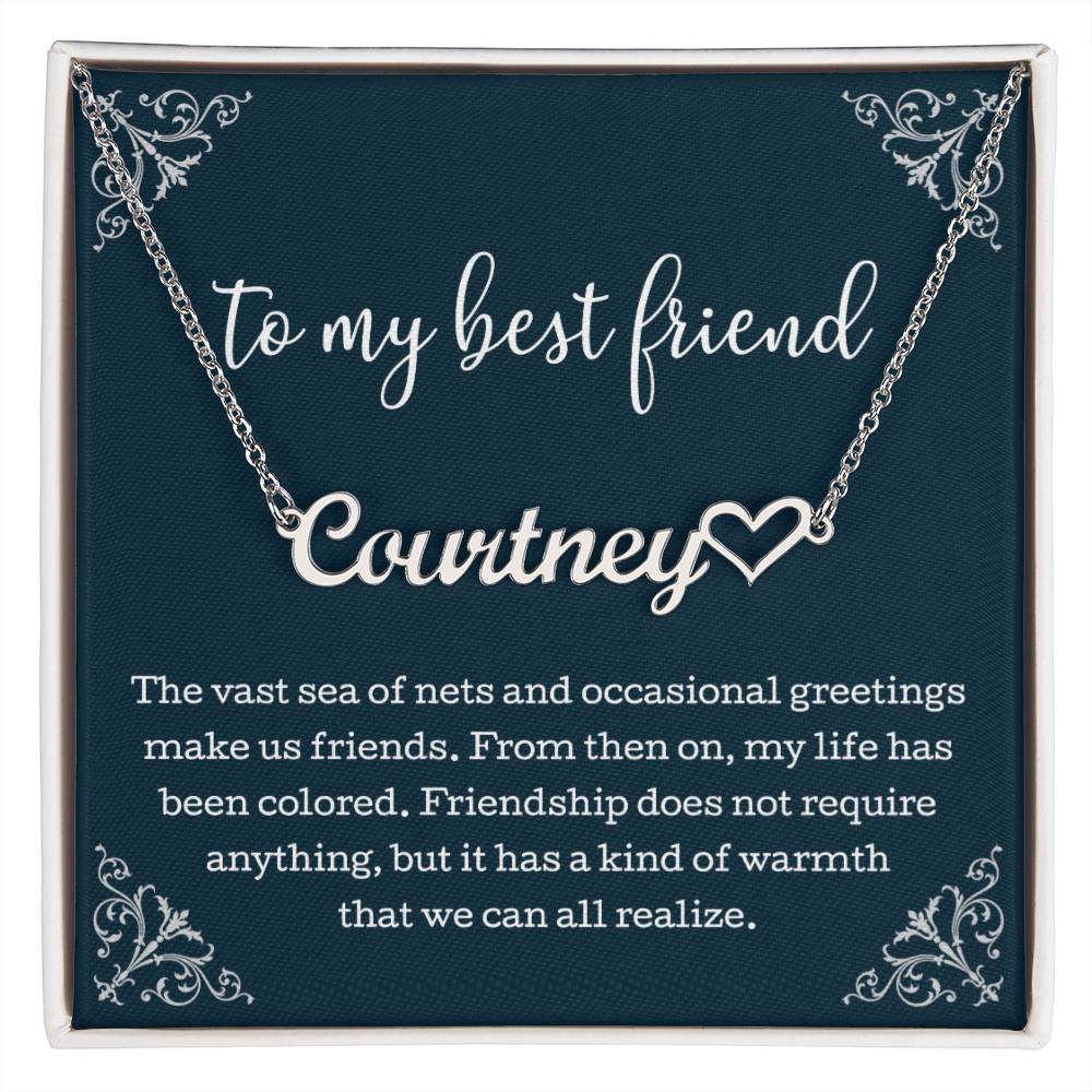 To My Best Friend Heart Name Necklace, Friendship Jewelry, Best Friend Necklace With Message Card, Best Friend Jewelry, Birthday Gift For Best Friend
