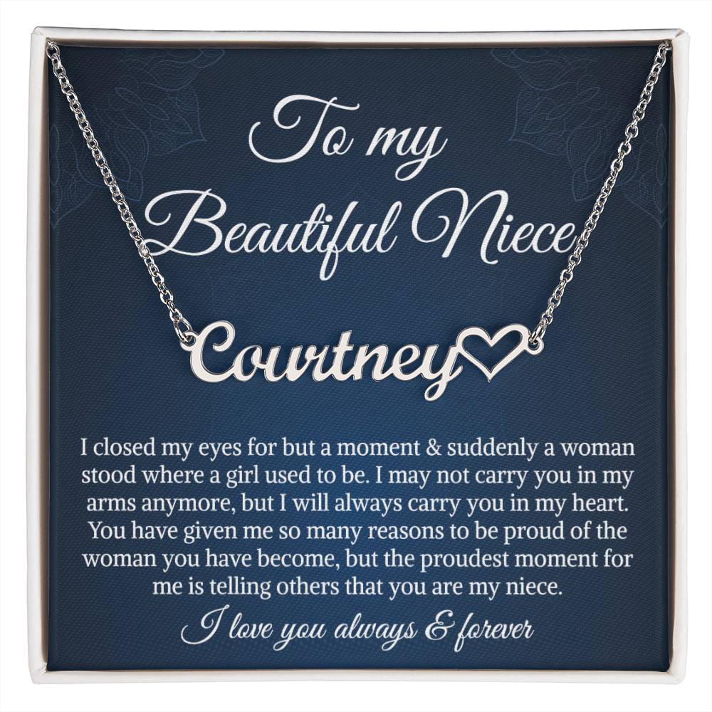 To My Niece Heart Name Necklace, Niece Birthday Gift, Uncle Gift To Niece, Gift From Aunt On Birthday, Christmas Day