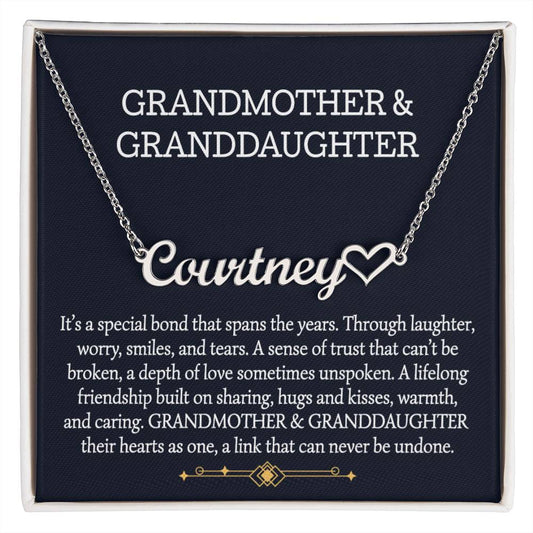 Grandmother and Granddaughter Heart Name Necklace, Birthday Gift, Christmas Gift