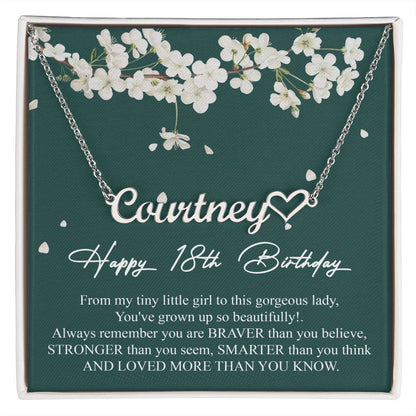Happy Birthday Necklace Gift For Sweet 18 Girls • Happy 18th Birthday • Heart Name Necklace For Eighteen Years Old Teenage Girls