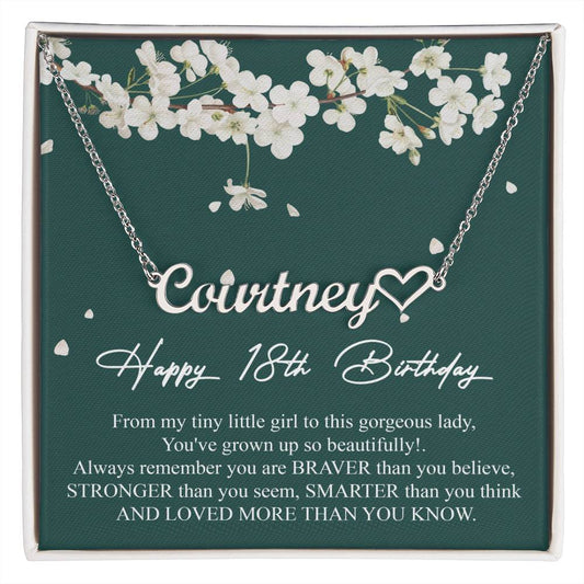 Happy Birthday Necklace Gift For Sweet 18 Girls • Happy 18th Birthday • Heart Name Necklace For Eighteen Years Old Teenage Girls