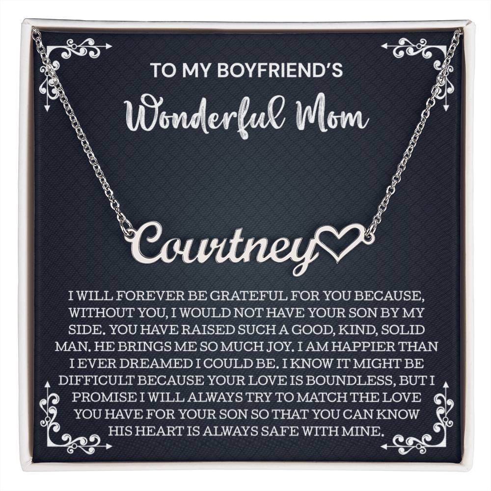 To My Boyfriend's Mom Gift, Heart Name Necklace, Gifts for Boyfriends Mom Necklace, To My Boyfriends Mom Gifts On Birthday