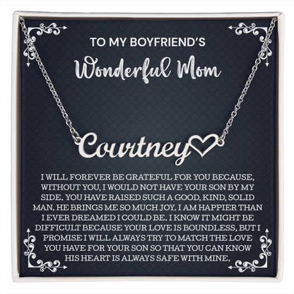 To My Boyfriend's Mom Gift, Heart Name Necklace, Gifts for Boyfriends Mom Necklace, To My Boyfriends Mom Gifts On Birthday