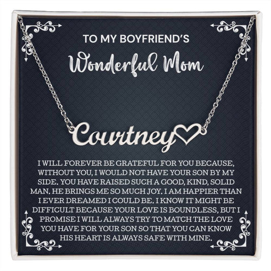 To My Boyfriend's Mom Gift, Heart Name Necklace, Gifts for Boyfriends Mom Necklace, To My Boyfriends Mom Gifts On Birthday