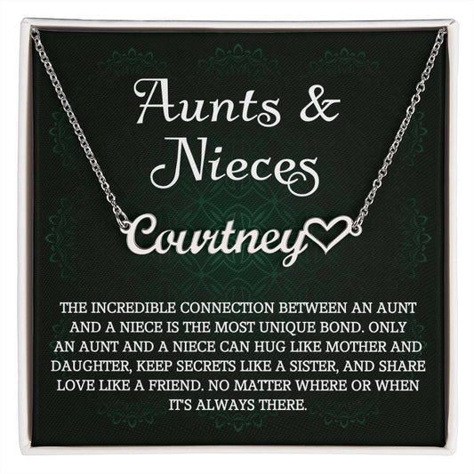 Auntie Gift Aunt Gifts From Niece, Heart Name Necklace Birthday Christmas Jewelry For Aunt