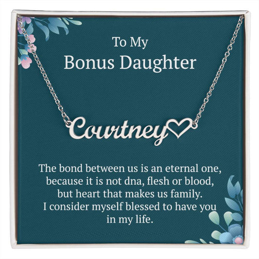 To My Bonus Daughter Stunning Heart Name Necklace for My Beloved Bonus Daughter – A Timeless Jewelry Gift
