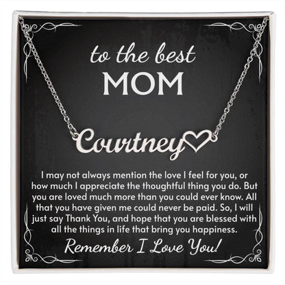 Heart Name Necklace for Mom, Perfect for Birthday, Mother's Day, Christmas, Thanksgiving Symbol of Appreciation and Love