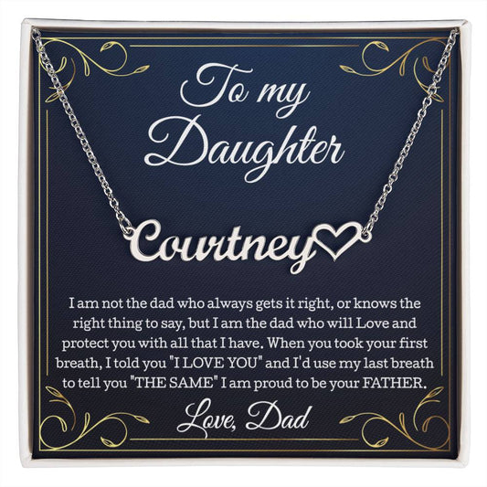 To My Daughter Necklace From Dad, Daughter Heart Style Name Necklace, Daughter Gift, Birthday Gift, Christmas Gift Daughter From Dad