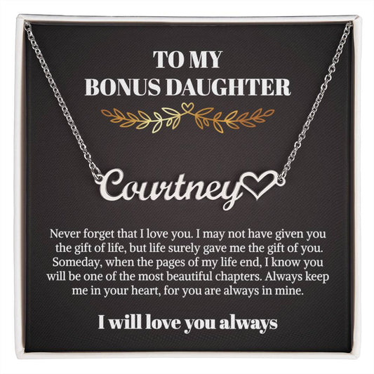 Bonus Daughter Gifts Bonus Daughter Necklace from Bonus Mom & Stepdad Heart Name Necklace for Stepdaughter Gifts from Stepmom