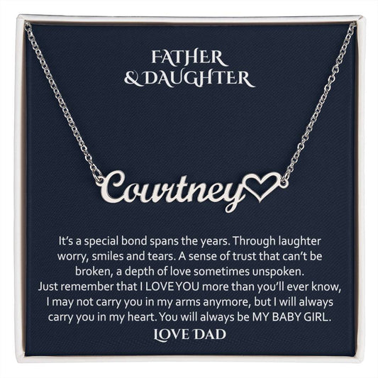 To My Daughter, Gift From Dad, Daughter Necklace, Gift for Daughter from Dad, Father Daughter Necklace, Gold Necklace for Daughter from Dad, Custom Name