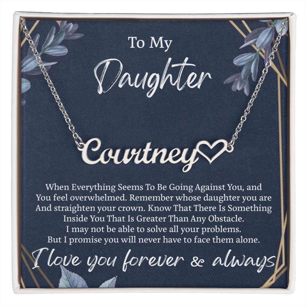 My Daughter Necklace From Dad With Heartfelt Message, Father Daughter Gifts From Dad, Birthday Gift For Daughter, Heart Name Necklace