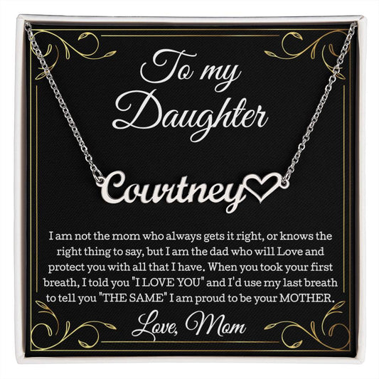 To My Daughter Necklace From Mom, Daughter Heart Name Necklace, Daughter Gift, Birthday Gift, Christmas Gift Daughter From Mom