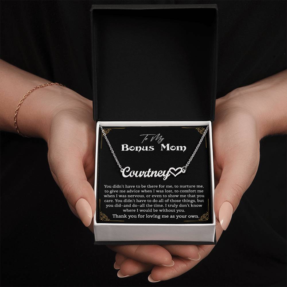 Heart Name Necklace for Step Mom Mothers Day Gifts Christmas Birthday Jewelry Gifts for Bonus Mom Step Mother