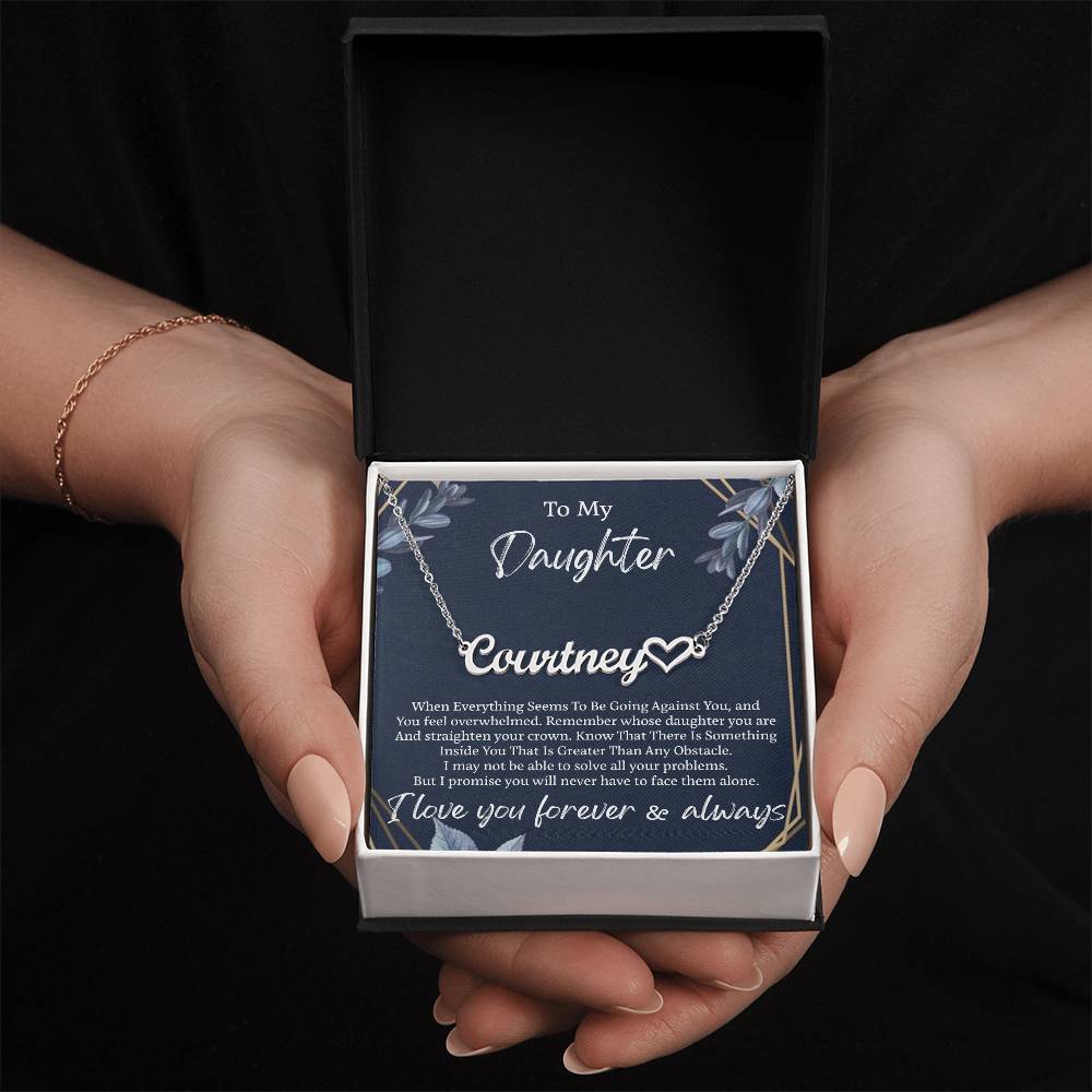 My Daughter Necklace From Dad With Heartfelt Message, Father Daughter Gifts From Dad, Birthday Gift For Daughter, Heart Name Necklace