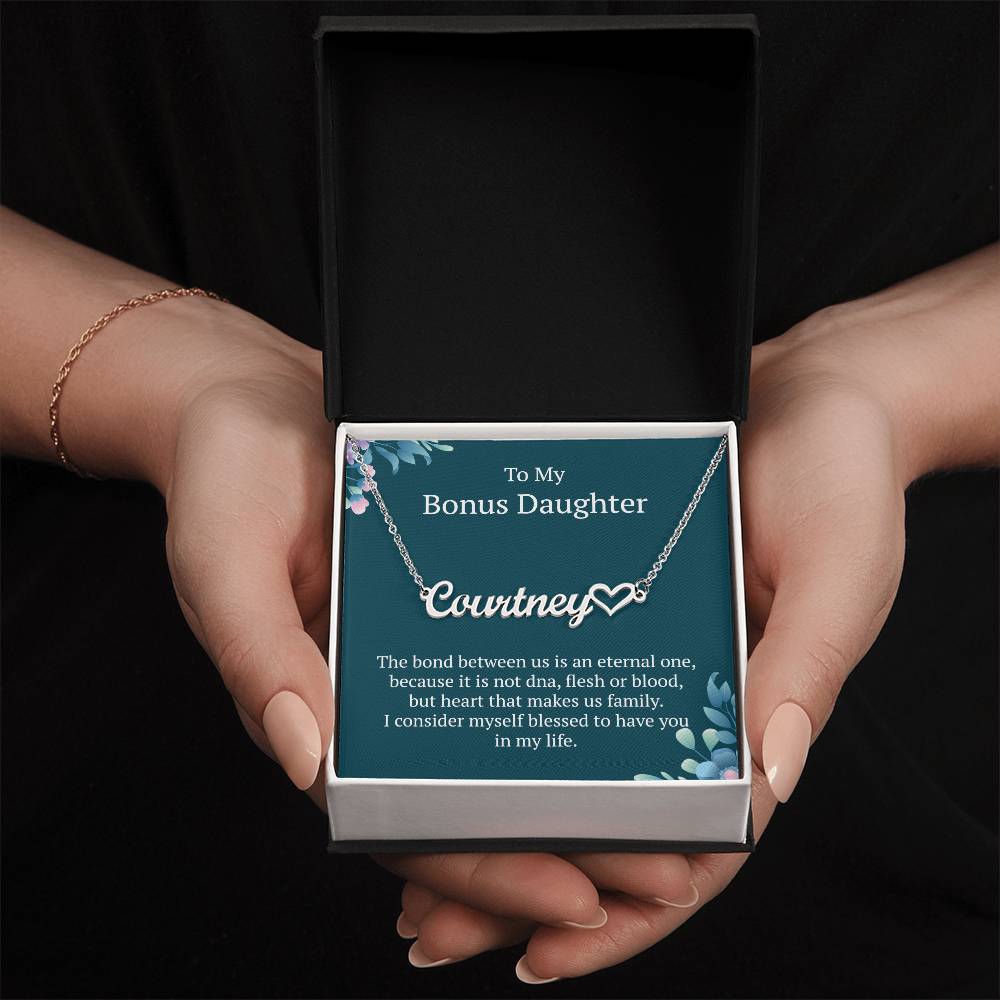 To My Bonus Daughter Stunning Heart Name Necklace for My Beloved Bonus Daughter – A Timeless Jewelry Gift