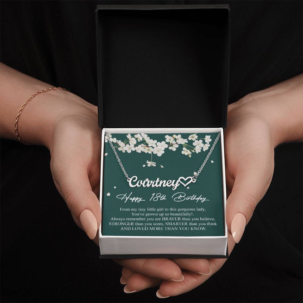 Happy Birthday Necklace Gift For Sweet 18 Girls • Happy 18th Birthday • Heart Name Necklace For Eighteen Years Old Teenage Girls