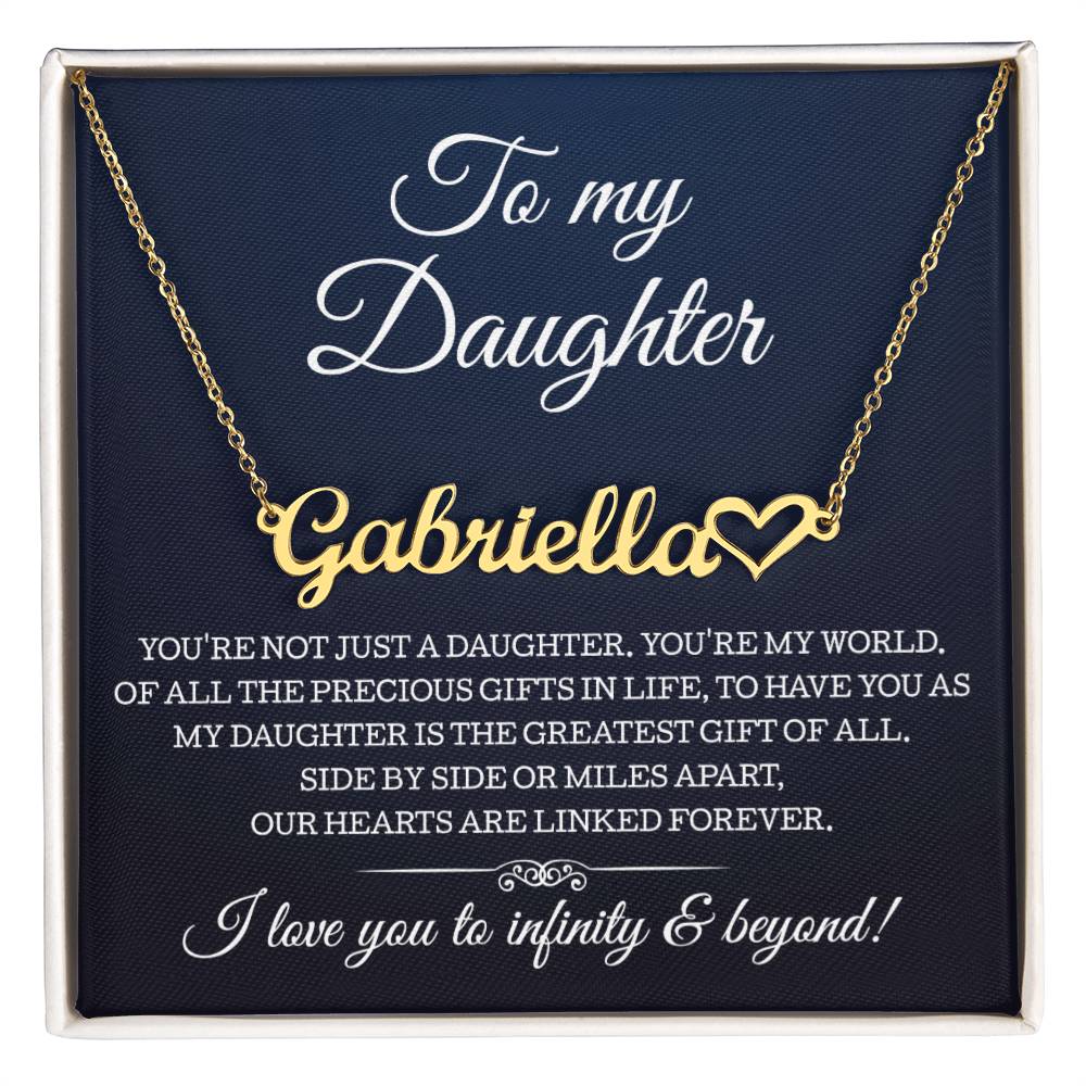 To My Daughter Necklace, Heart Name Necklace, Gift for Daughter from Mom Dad, Birthday Christmas Gift