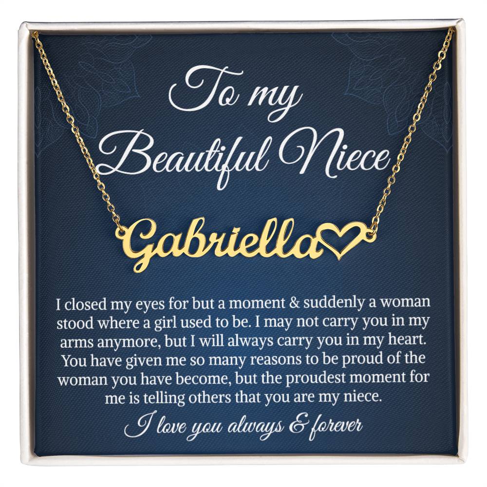 To My Niece Heart Name Necklace, Niece Birthday Gift, Uncle Gift To Niece, Gift From Aunt On Birthday, Christmas Day