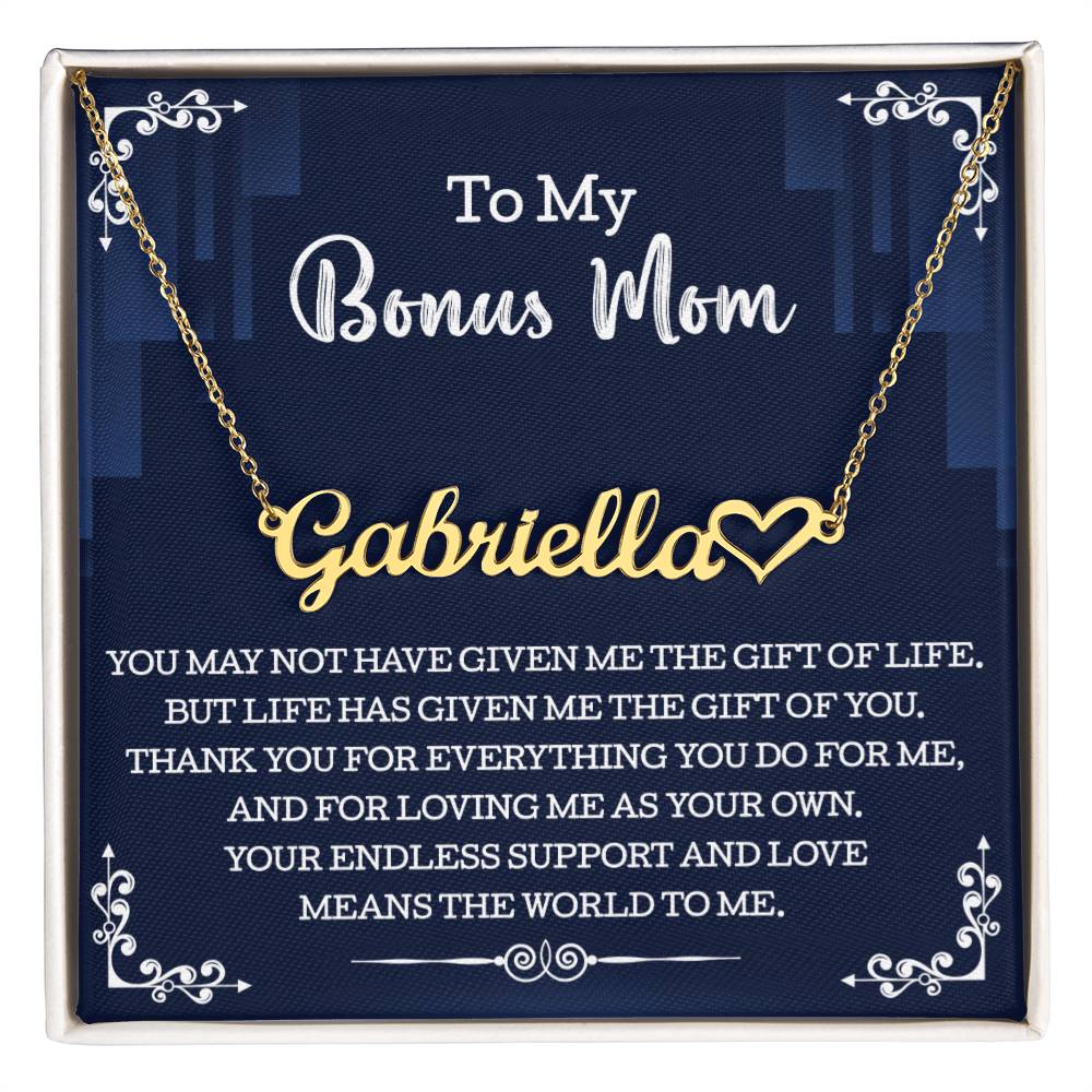 To My Bonus Mom Name Necklace, Custom Name Necklace Gift For Mother In Law other, Mothers Day Gift, Birthday Gift From Son In Law