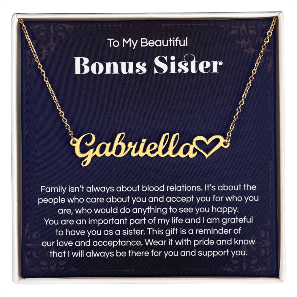 Sister Gifts, Heart Name Necklace for Sister in Law, Sister in Law Birthday Gift for Bonus Sister, Unbiological Sister Gifts, Christmas Jewelry