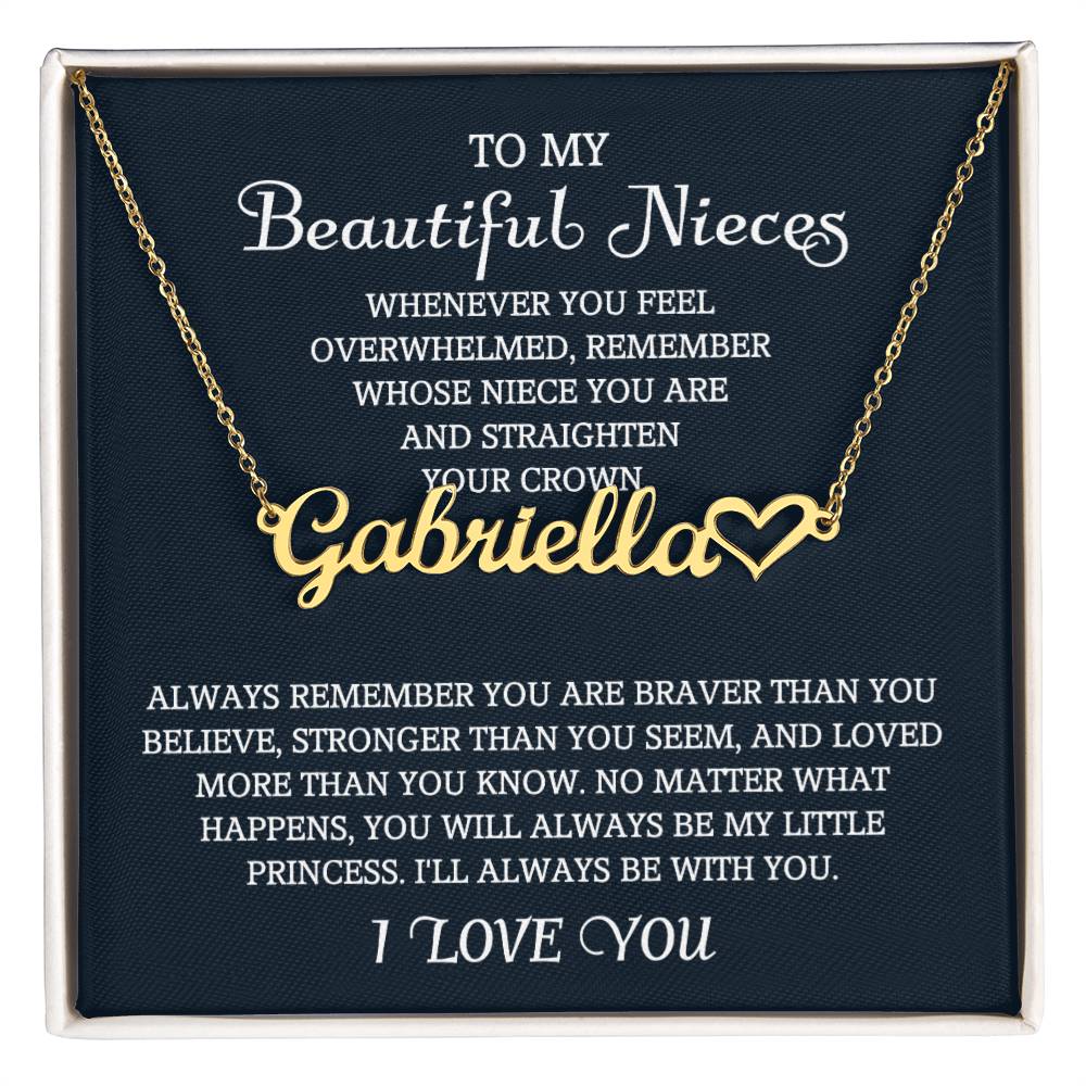 To My Niece Heart Name Necklace, Niece Gift from Aunt, Niece Gift, Birthday Gift for Niece, Niece Birthday Card, Gift for Niece