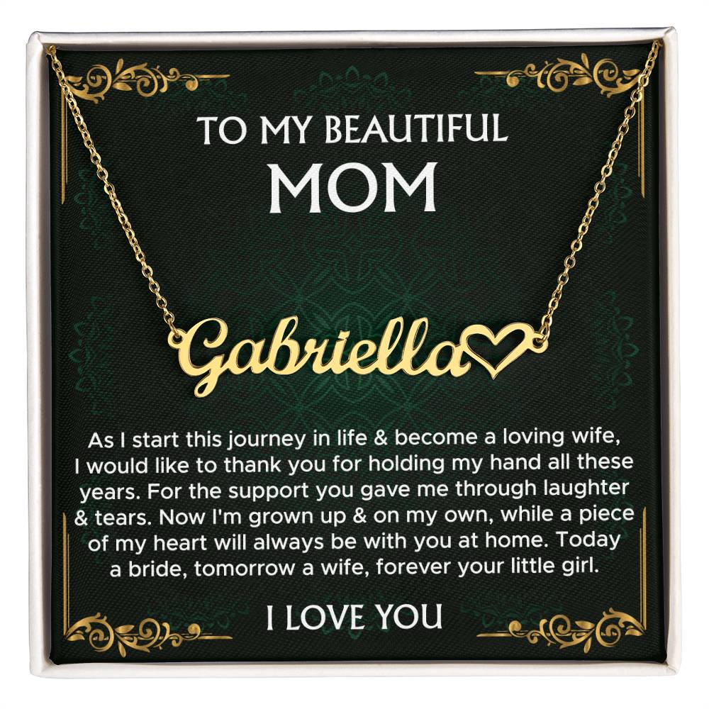 Mother of the Bride Gift From Daughter | Mother of the Bride Necklace From Bride | Mom of Bride | Heart Name Necklace