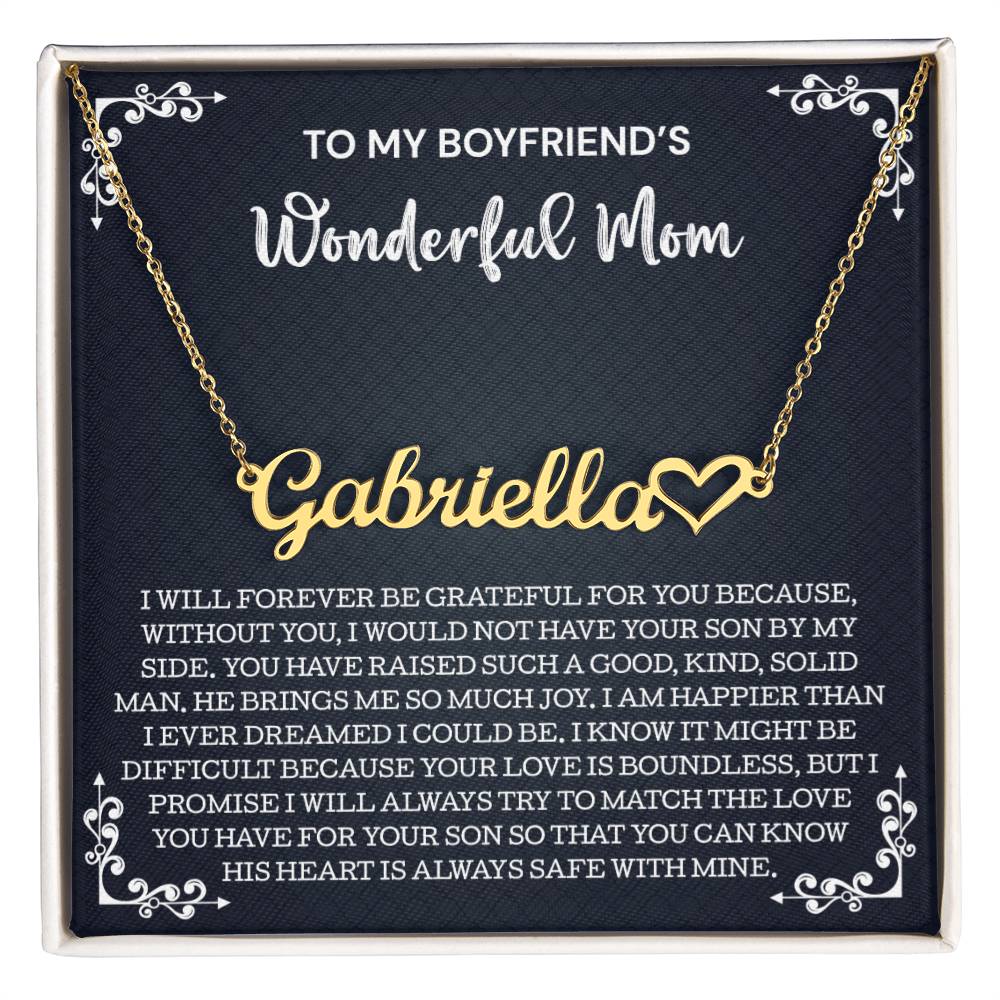 To My Boyfriend's Mom Gift, Heart Name Necklace, Gifts for Boyfriends Mom Necklace, To My Boyfriends Mom Gifts On Birthday