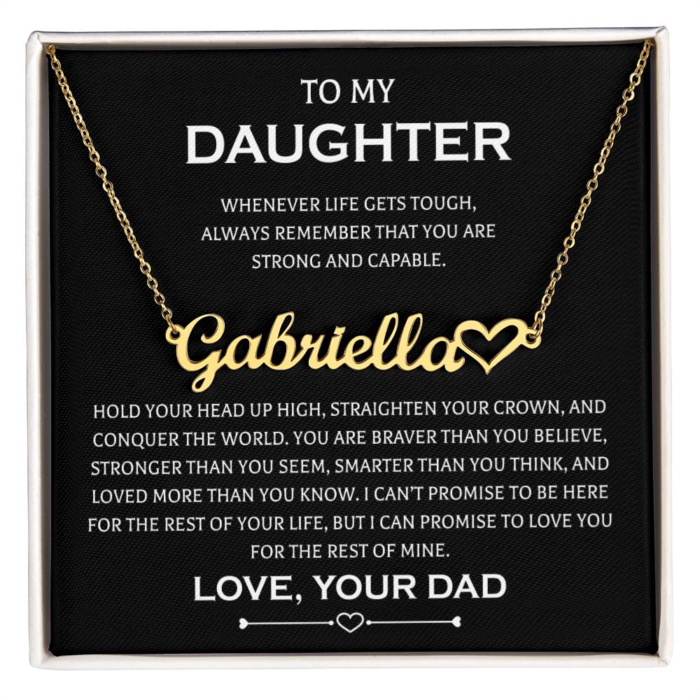 Gifts to My Daughter Necklace From Dad Heart Name Necklace Father Daughter Necklaces On Birthday, Anniversary Includes Gift Box