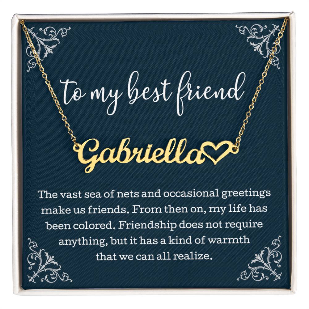 To My Best Friend Heart Name Necklace, Friendship Jewelry, Best Friend Necklace With Message Card, Best Friend Jewelry, Birthday Gift For Best Friend