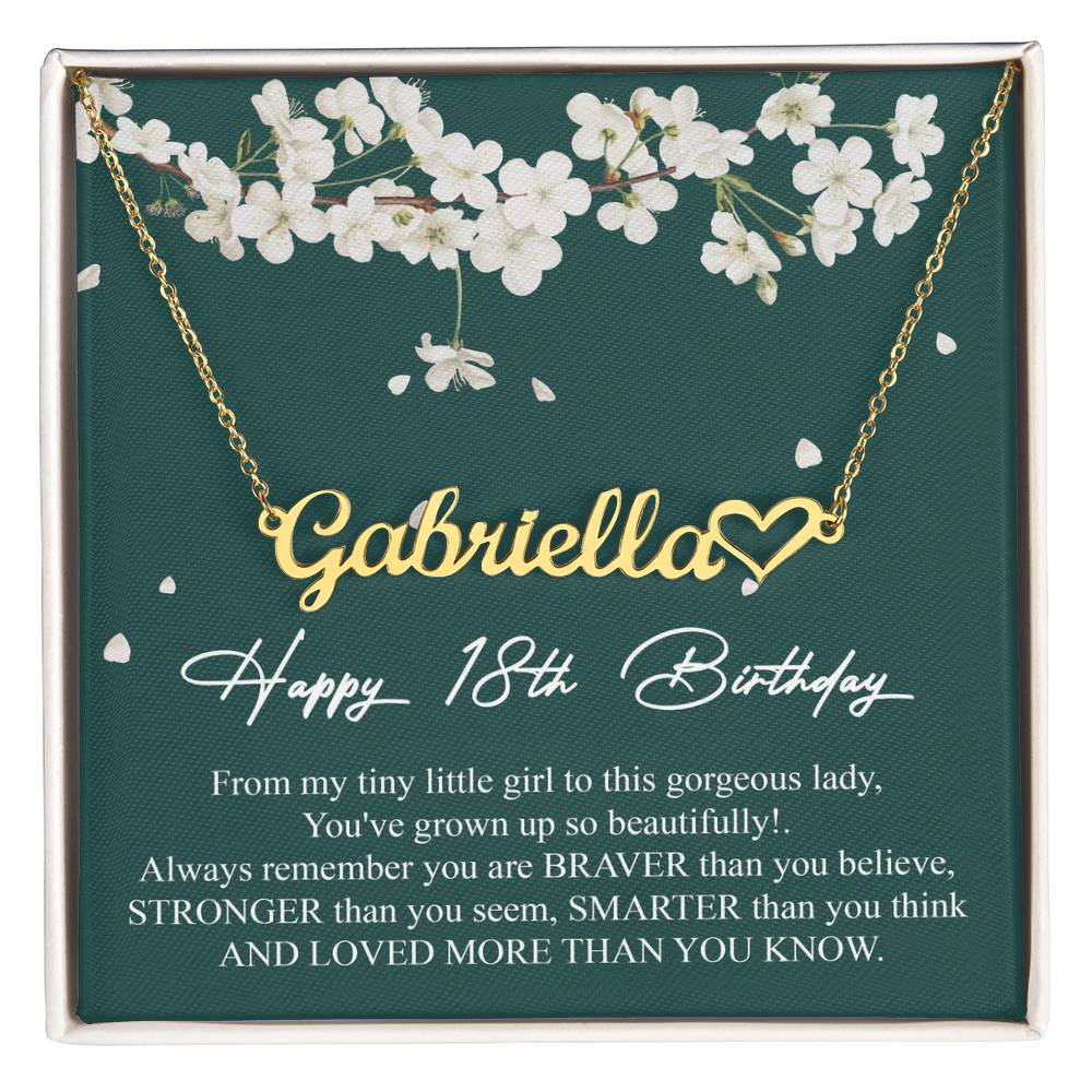Happy Birthday Necklace Gift For Sweet 18 Girls • Happy 18th Birthday • Heart Name Necklace For Eighteen Years Old Teenage Girls