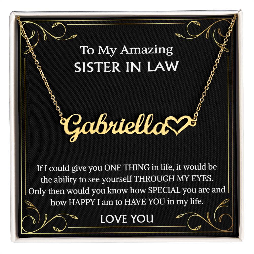 Sister-in-Law Gift • Heart Name Necklace for Sister-in-Law • Family Jewelry • Wedding Gift • Christmas Name Necklace