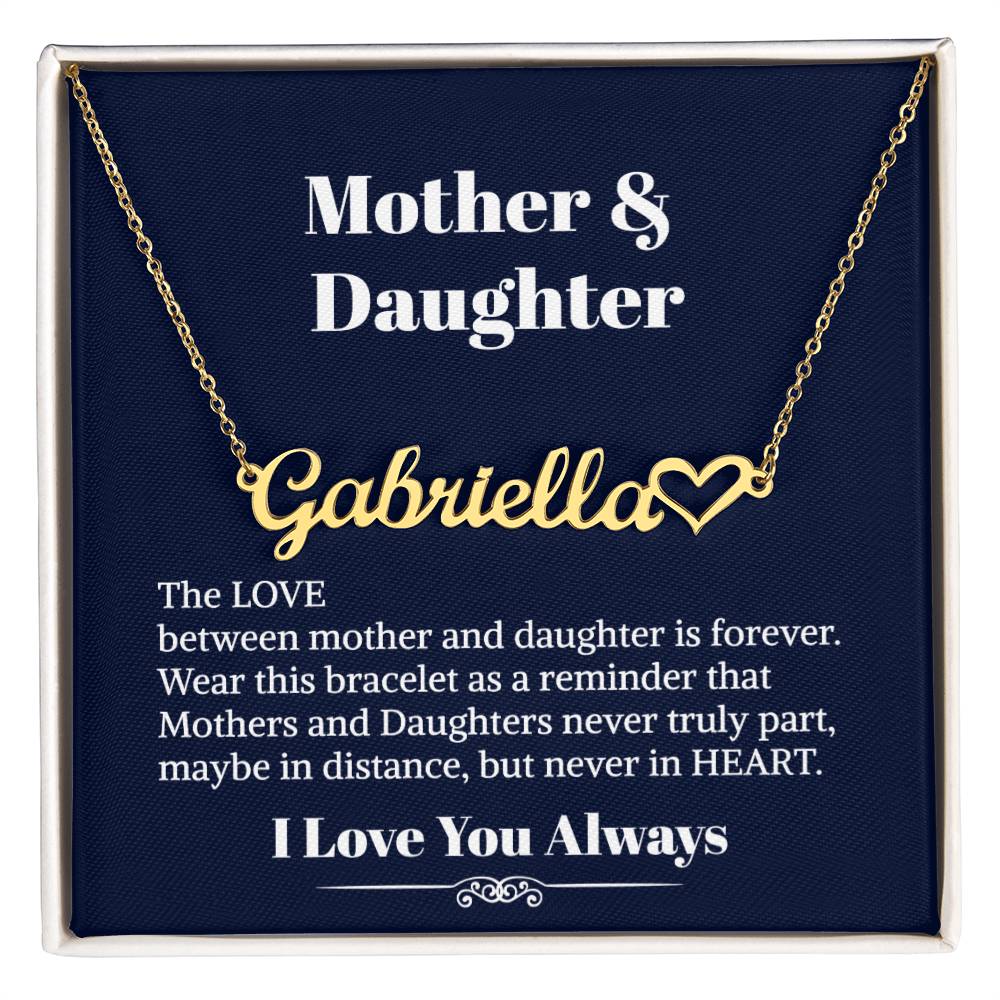 Mother Daughter Heart Name Necklace - To My Daughter Necklace - Personalized Name Necklace - Necklace For Daughter From Mom