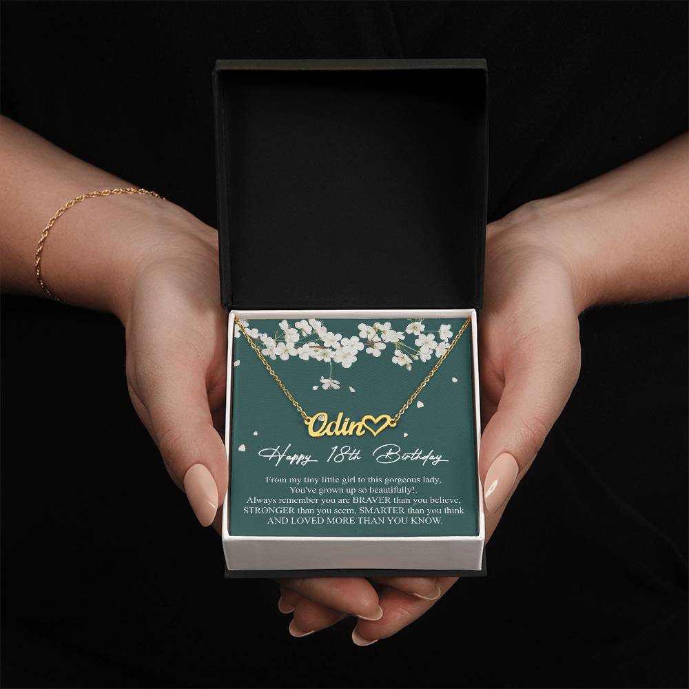 Happy Birthday Necklace Gift For Sweet 18 Girls • Happy 18th Birthday • Heart Name Necklace For Eighteen Years Old Teenage Girls