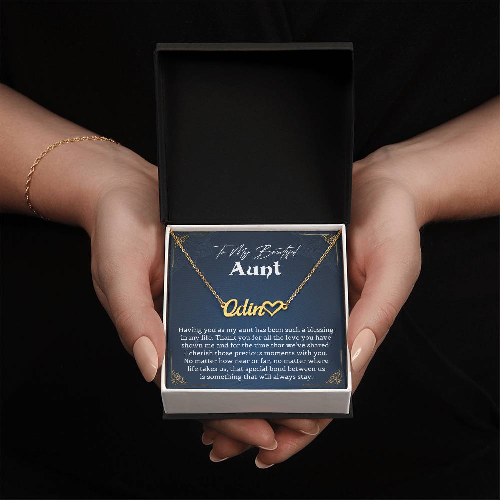 To My Beautiful Aunt Heart Name Necklace Gift, Exquisite Jewelry Pack with Gift Box, Perfect for Mother's Day, Thanksgiving, Christmas