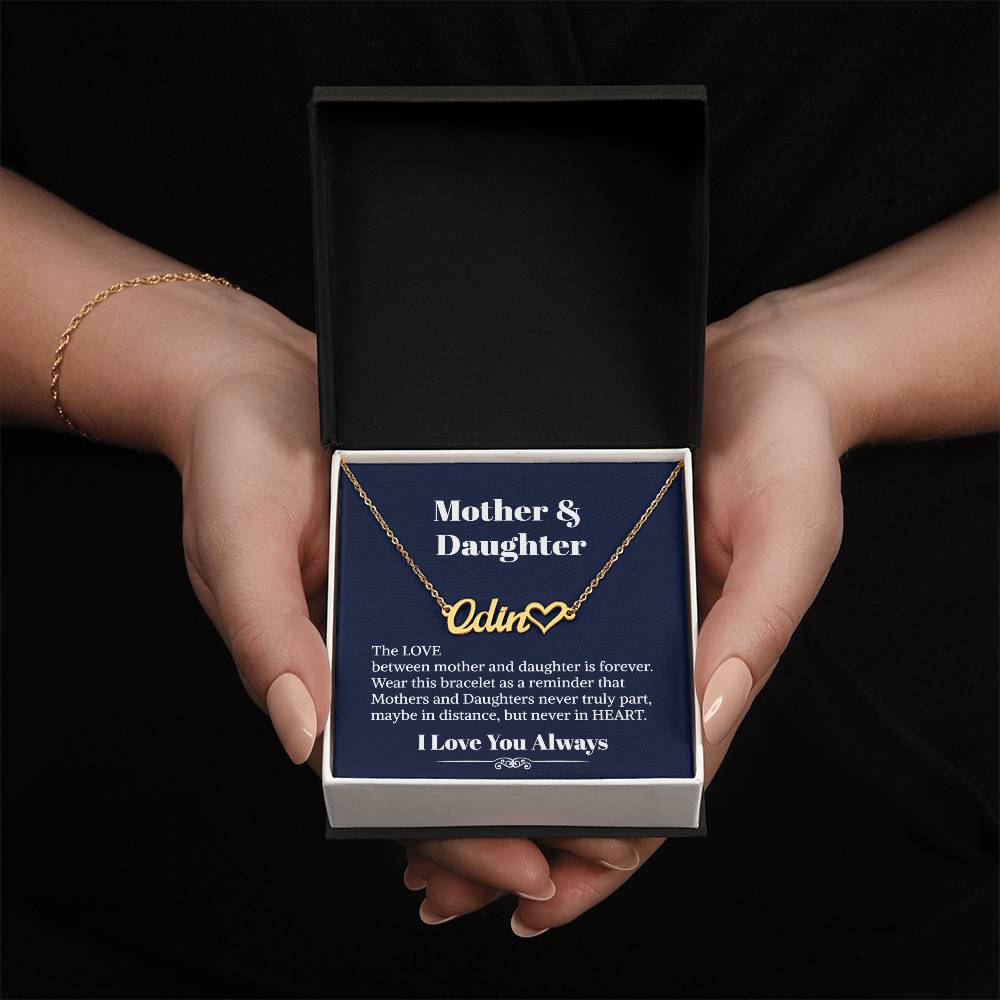 Mother Daughter Heart Name Necklace - To My Daughter Necklace - Personalized Name Necklace - Necklace For Daughter From Mom