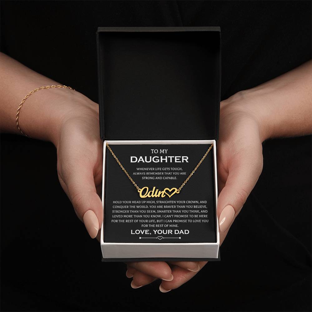 Gifts to My Daughter Necklace From Dad Heart Name Necklace Father Daughter Necklaces On Birthday, Anniversary Includes Gift Box