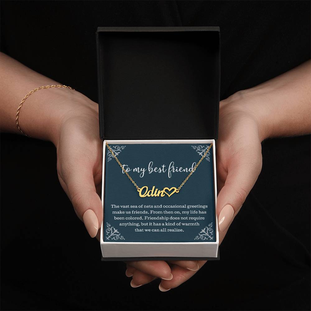 To My Best Friend Heart Name Necklace, Friendship Jewelry, Best Friend Necklace With Message Card, Best Friend Jewelry, Birthday Gift For Best Friend