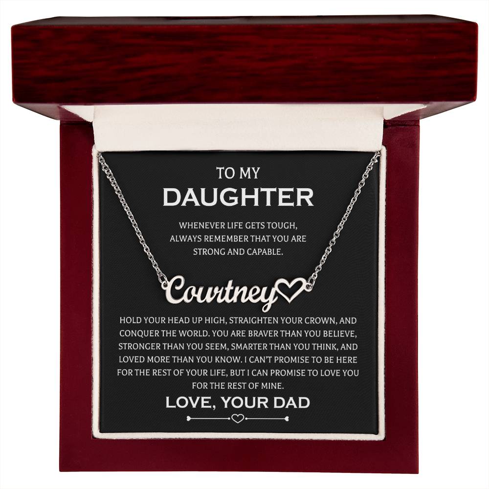 Gifts to My Daughter Necklace From Dad Heart Name Necklace Father Daughter Necklaces On Birthday, Anniversary Includes Gift Box